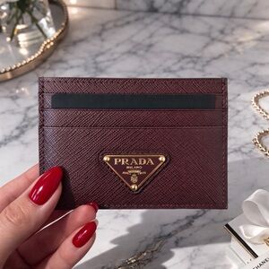 Prada Burgundy Leather Card Holder